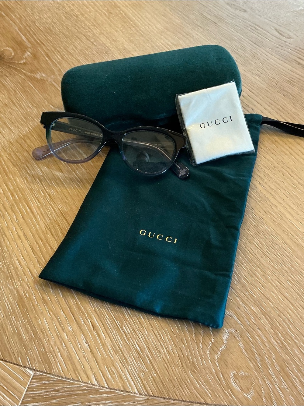Gucci GG0373O 007 Green Purple Gradient Cat Eye Eyeglasses 47-16-140